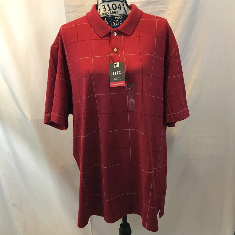 🇺🇸ALS🇺🇸 NWT XXL Red Van Heusen Polo Shirt - Picture 3 of 13
